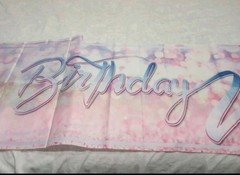 Large 9.8 x 1.6 ft Happy 3rd Birthday Banner Pink Indoor or Outdoor Sign