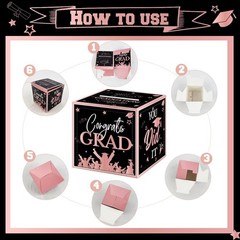 2026 Graduation Party Decorations Pink and Black Graduation Money Box for Cas…