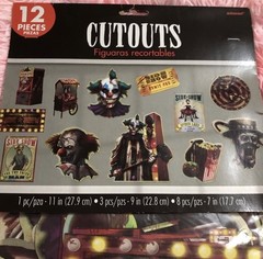 Amscan Evil Clown Wall Cutouts 12pc Creepy Carnival Halloween Party Decoration