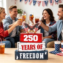 4 Pcs 250th Anniversary Patriotic 4th of July Wooden Tiered Tray Decor, Memor…