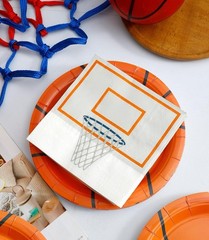 Chic Basketball Paper Plates & Napkins – 48-Piece Party Supplies for Birthdays