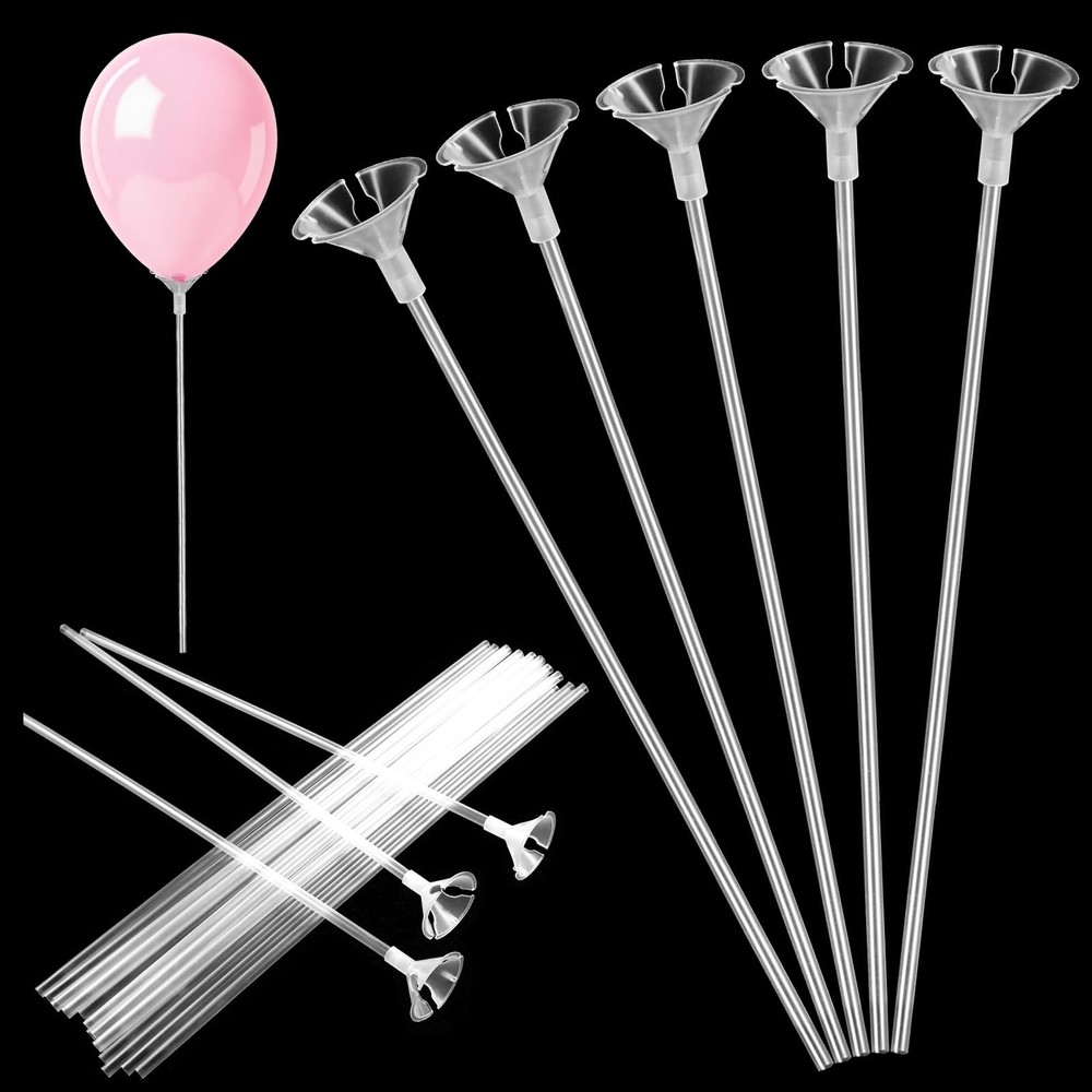 IANFAN 30 Pcs Balloon Sticks, Plastic Balloon Sticks with Bases Balloon Holde…