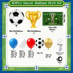 Soccer Party Decorations 161Pcs, Soccer Balloon Garland Arch Kit with Backdro…