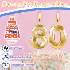 80th Birthday 1.36 inches (W) x 4.71 (H) x 0.4 (T), Gold