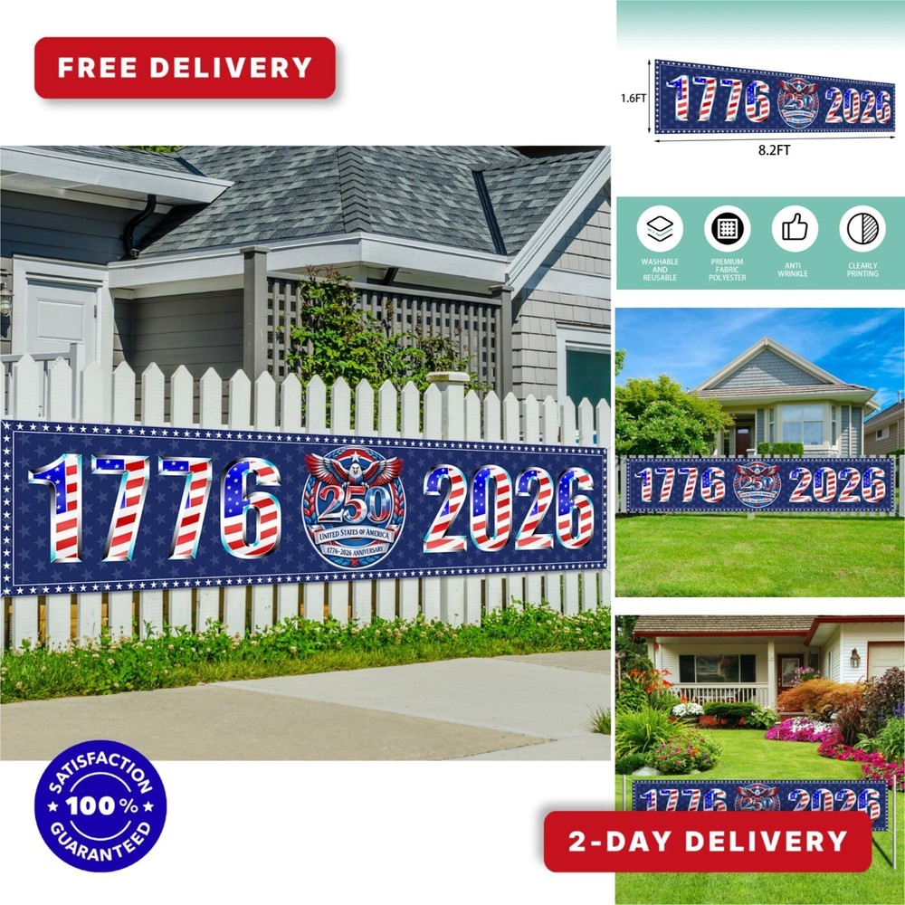 American 250th Banner for Independence Day, Memorial Day Decorations