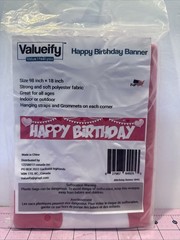 Large Pink & White Happy Birthday Yard Banner 98”x18” with Brass Grommets New