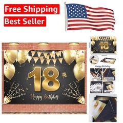 Vibrant 6x4ft Polyester Happy 18th Birthday Backdrop Supplies for Parties