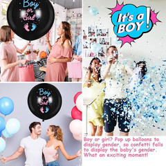 27Pcs Gender Reveal Balloon Kit, 2Pcs 36″ Thickened Balloons with Pink Blue Ball