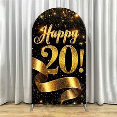 Custom Black Gold Birthday Arch Backdrop Cover Personalized Age Party Background