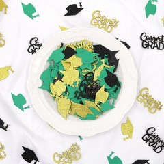 200 PCS Green Gold Graduation Confetti Class Of 2026 Glitter Table Scatter