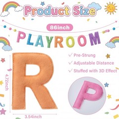 Pre-strung Felt Playroom Banner Reusable Play Wall Sign Macaron Pastel Color …