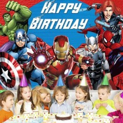 Superheroes Theme Birthday Party Decorate, 5×3.5ft Happy Birthday Backdrop