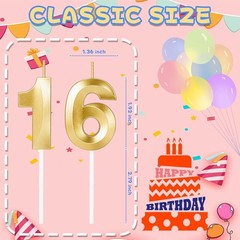 16 Birthday Candles,16th Birthday Decorations for Girls Boys,Sweet 16 Cake To…