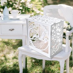 OurWarm Wedding Card Box for Reception, PVC Gift Holder PVC, White