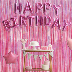 2 Pack Glitter Pink Backdrop, 3.28 FT X 7.05 FT Birthday Party Decorations, Lase