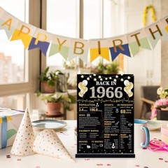 60th Birthday Decorations Gift for Women Men, Black Gold Back in 1966 Poster …