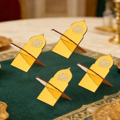 Gold Acrylic Stand Eid Mubarak Dessert Holder Ramadan Table Decor Islamic 5pcs