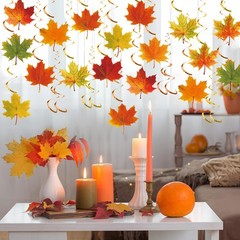 Fall Leaves Hanging Swirls Maple Streamer Autumn Thanksgiving Decor 36 PCS