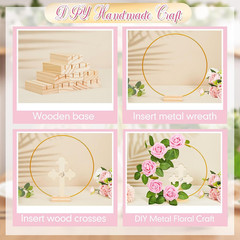 48 Pcs Baptism Centerpieces for Tables, 12 Wooden Cross Floral Hoop with Roses D