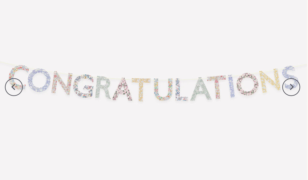 Meri Meri Liberty Print CONGRATULATIONS Garland Banner Paper Hanging Free Ship