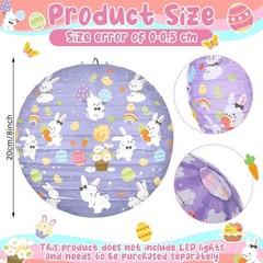Pastel Bunny Paper Lanterns – 12 Pcs 8-Inch Decorations for Easter Gatherings