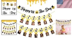 Elegant 3PC Bumble Bee First Birthday Decoration – Lightweight & Vibrant