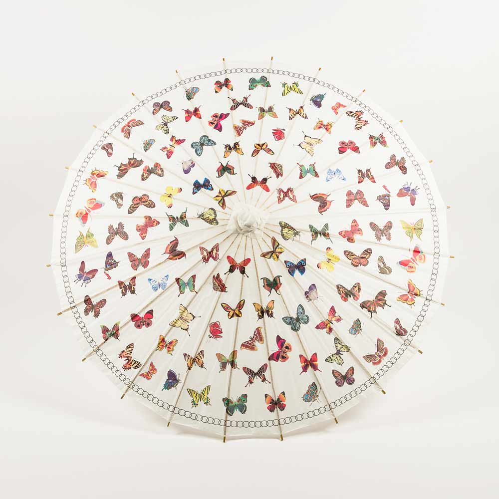32″ Butterflies Parasol Umbrella, Premium Nylon with Elegant Handle