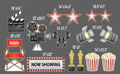 Movie Theater Yard Card Accessories, 13pcs, Cinema Yard Signs, Includes Stakes