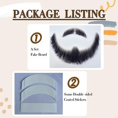 Fake Beard Realistic Mustache Large Fake goatee 100% Human Hair Full Hand Tie…