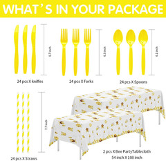 YJRJSC Bee Baby Shower Decorations Tableware – Bee Birthday Party Supplies, Pape