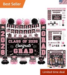 Pink Graduation Decorations, Pink Graduation Party Decorations 2026, Congrats Gr