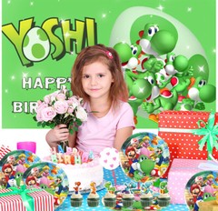Yoshi Birthday Decorations Party Supplies Set Plates Balloon Cake Toppers Banner