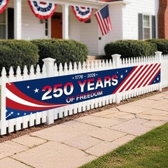 250th Anniversary Banner 138 x 20 Inch,250 Anniversary USA Flag Patriotic Dec…