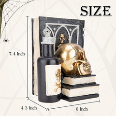 Halloween Decorations Indoor Resin Halloween Skull Heads with Books Statue Head