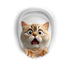 Waterproof 3D Cartoon Cat Toilet Lid Sticker Bathroom Self-adhesive Decal Cute