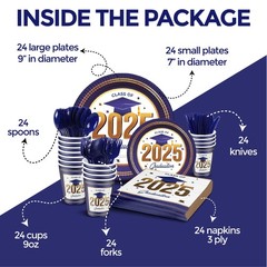 Graduation Decorations Class of 2025 Blue and Gold – Regular, White
