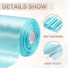 4 Inches x 22 Yards Satin Ribbon Roll Gift Wrapping Ribbon, Sky Blue