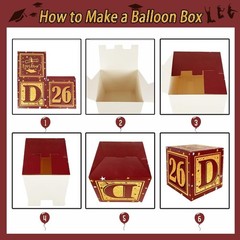 Set of 4 Maroon Graduation Balloon Boxes with ‘GRAD’ Letters – Party Essentials