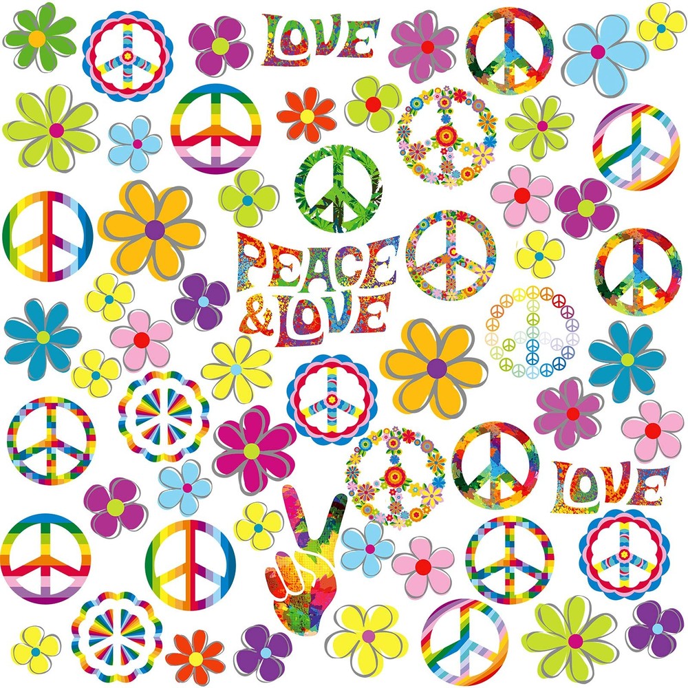 108 Pieces 60’s Party Sticker Groovy Party Decoration 11.4 x 8.3 Inches Hippie T