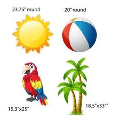 Summer Yard Cards, Summer Theme Accessories, 10pc Yard Sign Set, Inlcudes Stakes