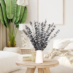 16 Pcs Dried Eucalyptus Stems, 17» Natural Leaves Z-black