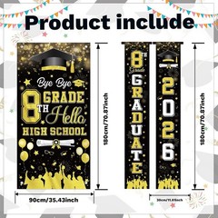 8Th Grade Graduation Decorations 2026, 4Pcs Bye Bye 8Th Grade Hello High School