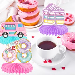 Two Sweet Party Honeycomb Centerpieces 12Pcs Donut 2nd Birthday Party Decorat…
