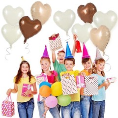 30 Pcs Brown Cream Heart Foil Balloons