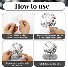12PCS Prom Silver Disco Theme Party Honeycomb Centerpieces 70S Birthday Decorati