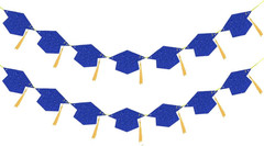 2026 Blue Glitter Graduation Decoration Hats Banners with Tassel Class of 2026 G
