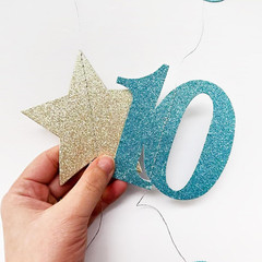 Champagne Gold Blue 10Th Birthday Decorations Number 10 Circle Dot Star Garland