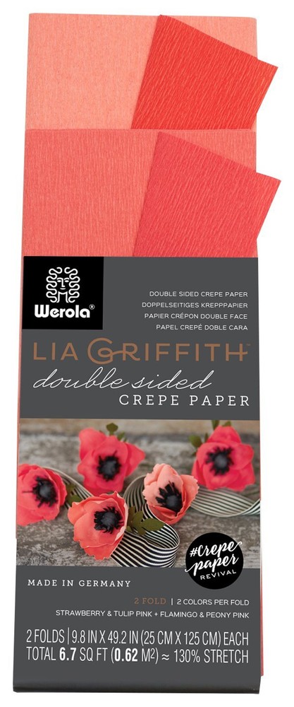 Double Sided Crepe Paper Roll Strawberry Tulip Pink 6.7 Sq Ft Decorations