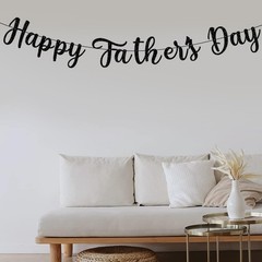 Happy Fathers Day Decorations Banner Black Glitter, Father’s Glitter