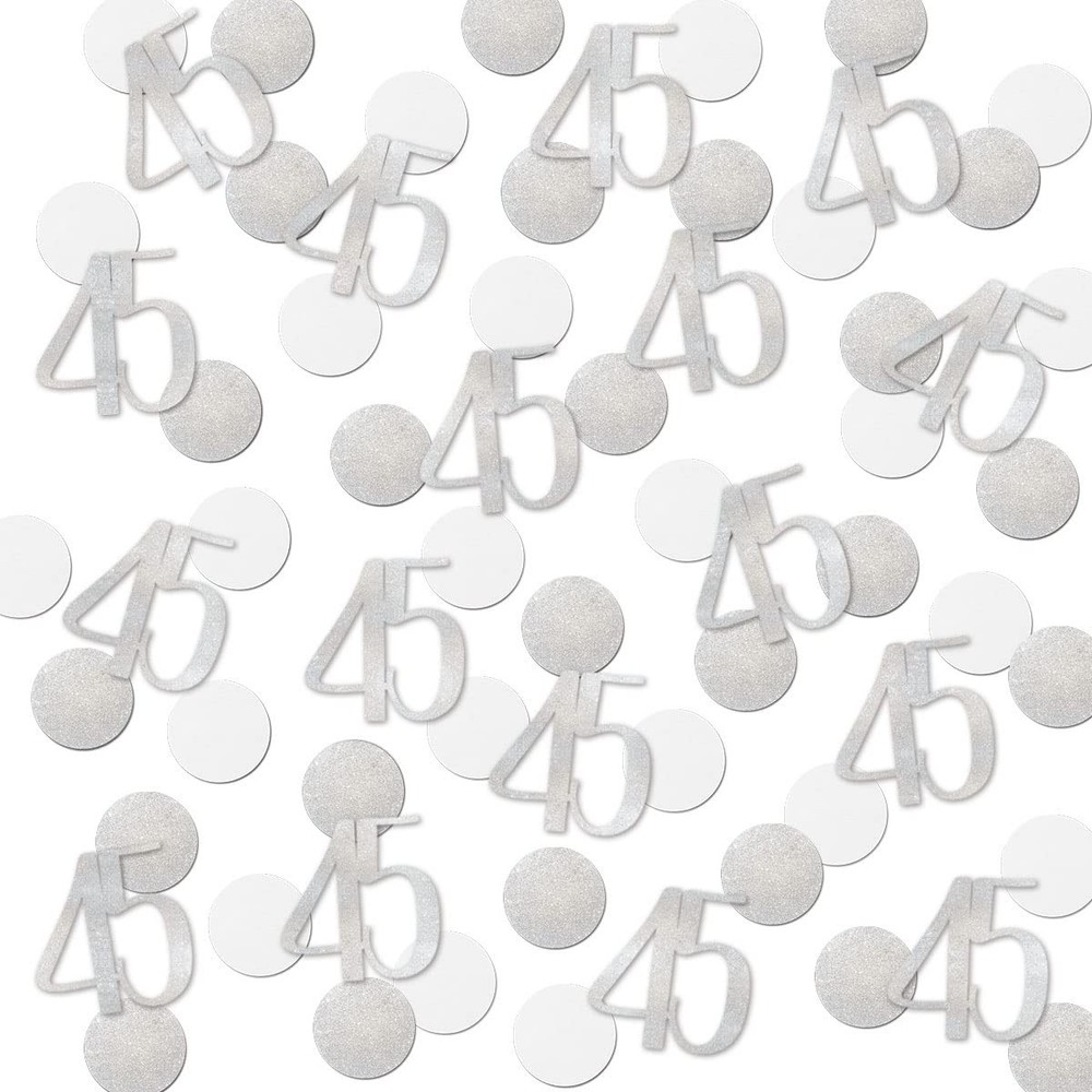 45th Birthday Anniversary Number Confetti Silver Glitter Table Decor 200 PCS